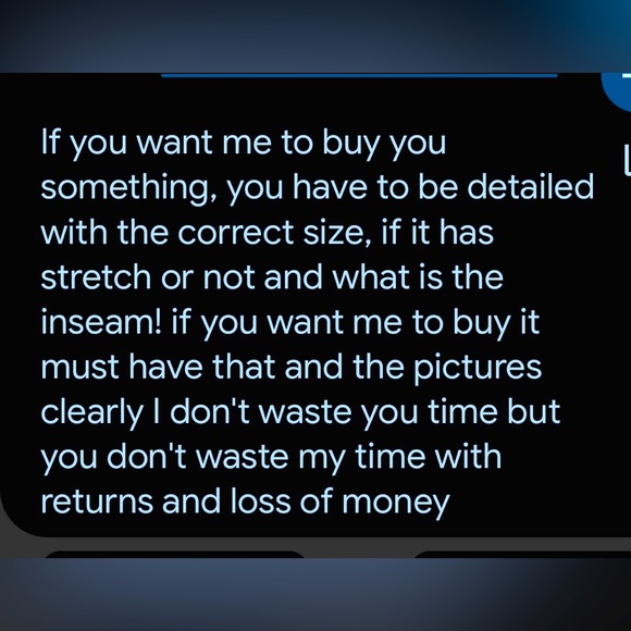 you have 2 be detailed with the correct size if it stretch or not and inseam - Picture 1 of 1